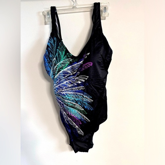 One piece Swimsuit plus 16 Swim Solutions Tummy Control shaper Bra support 3424 - Picture 1 of 15